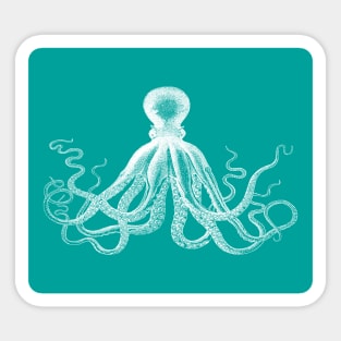 Octopus | Vintage Octopus | Tentacles | Sea Creatures | Nautical | Ocean | Sea | Beach | Teal and White | Sticker